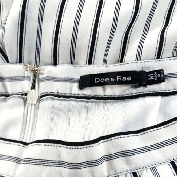 Doe & Rae Wide Leg Cropped Culotte Palazzo Striped Pants Black/White Womans Med - Picture 2 of 11